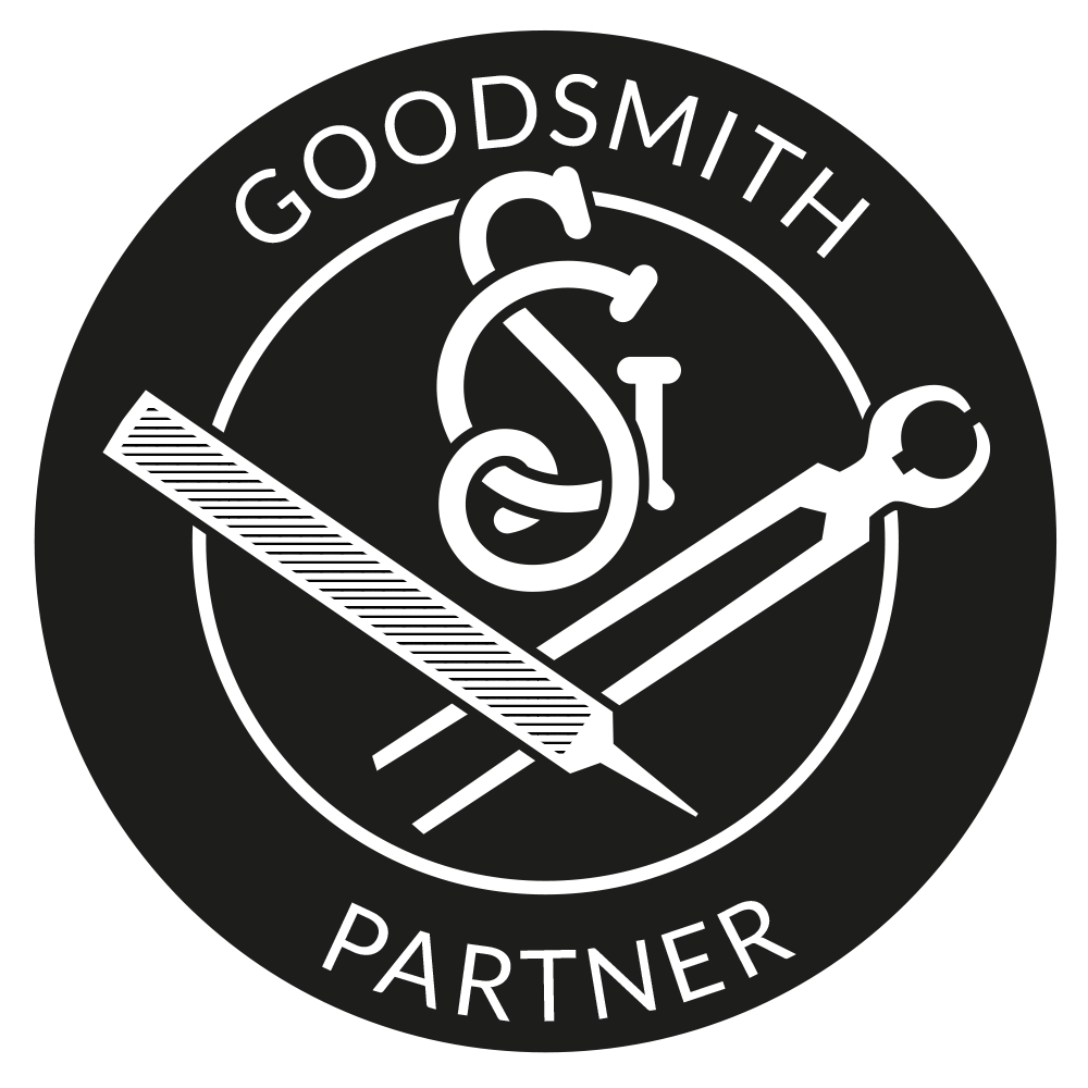 Goodsmith Partner Logo mit GS Logo, Pfeile und Zange