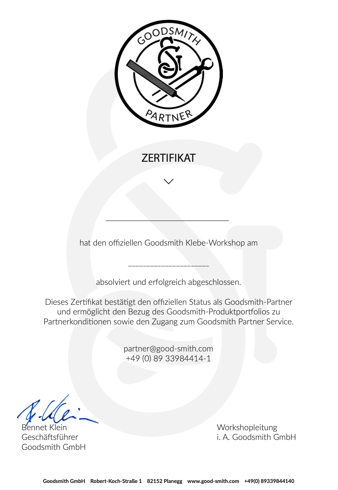Goodsmith Zertifikat 