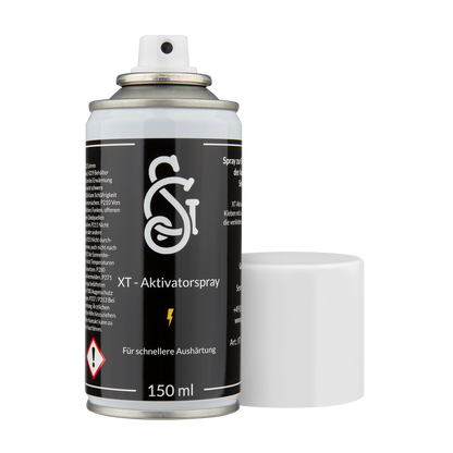 XT- Aktivatorspray für schnellere Aushärtung, 150ml Flasche mit offenem Deckel